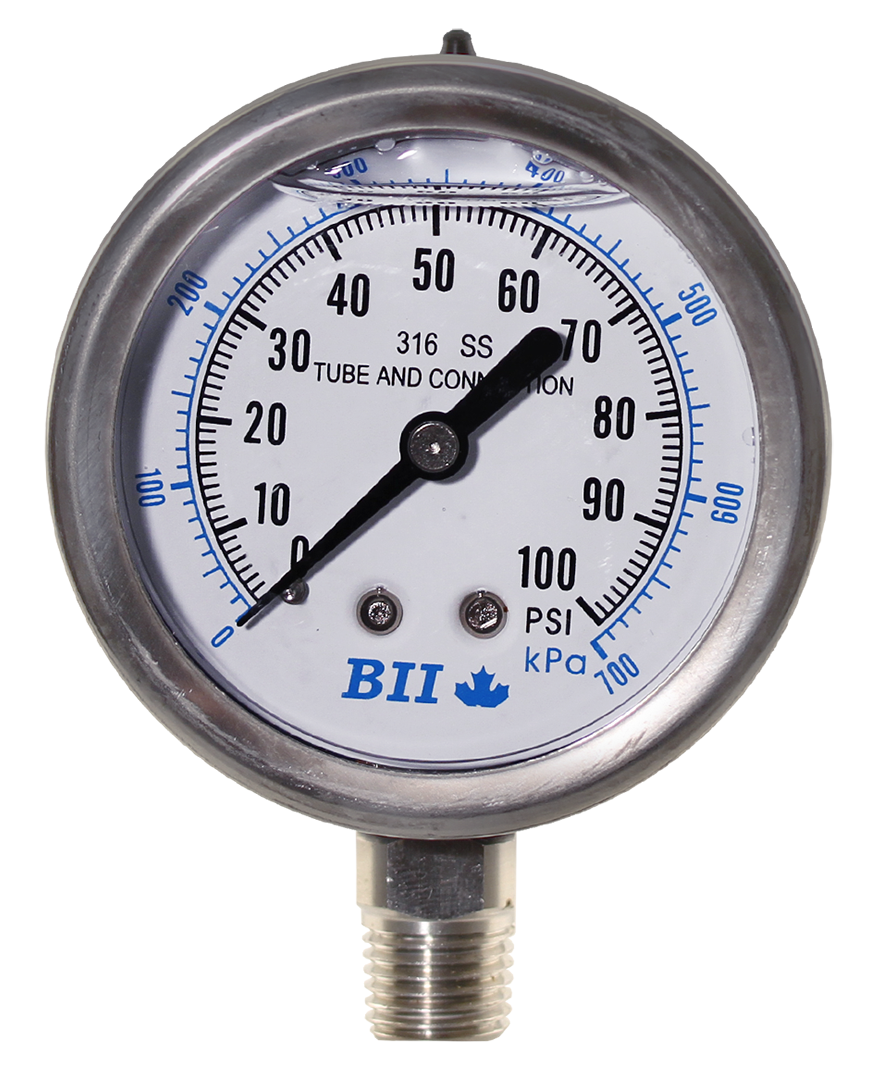 Boshart 1/4" NPT 2.5" Face Tridicator Temperature & Pressure Gauge 