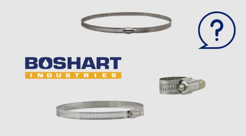 Stainless steel hose clamp with screw from BOSHART INDUSTRIES