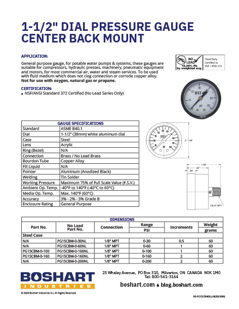 1-1/2" DIAL - LIQUID FILLED