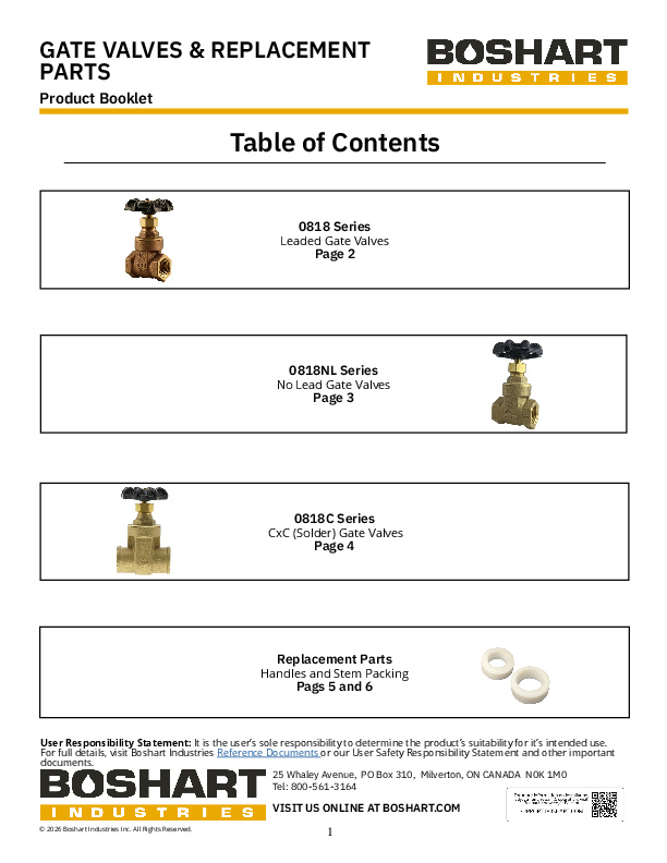 0818-Booklet BOOKLET - 0818 SERIES - GATE VALVES & REPLACEMENT PARTS