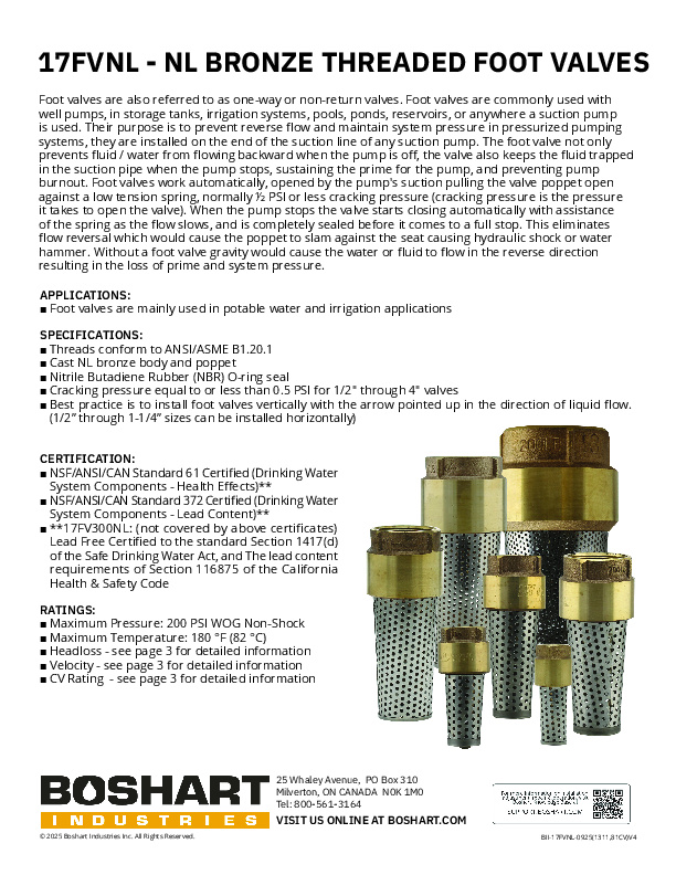 17FVNL SERIES - NO LEAD BRONZE