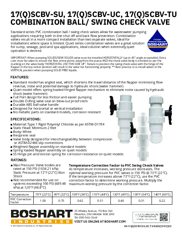 17(Q)SCBV-SU, 17(Q)SCBV-UC, 17(Q)SCBV-TU SERIES