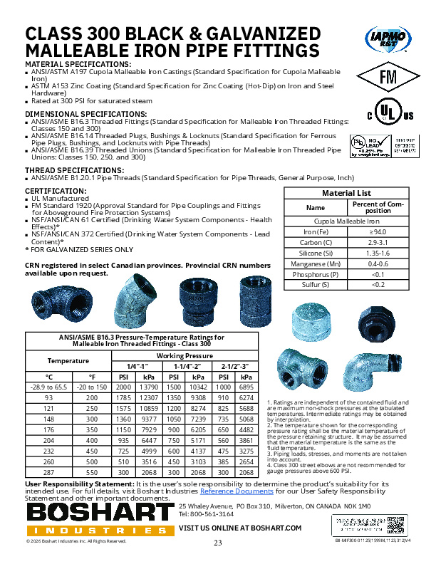 Class 300 Malleable CLASS 300 BLACK & GALVANIZED