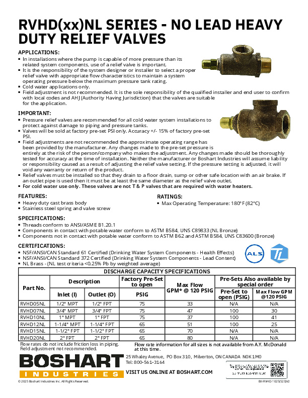 RVHDNL SERIES - HEAVY DUTY NO LEAD BRASS