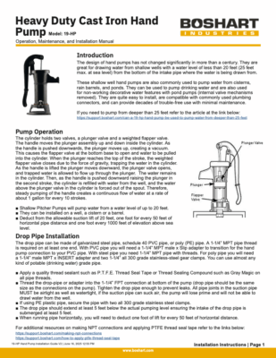Heavy Duty Cast Iron Hand Pump Model: 19-HP