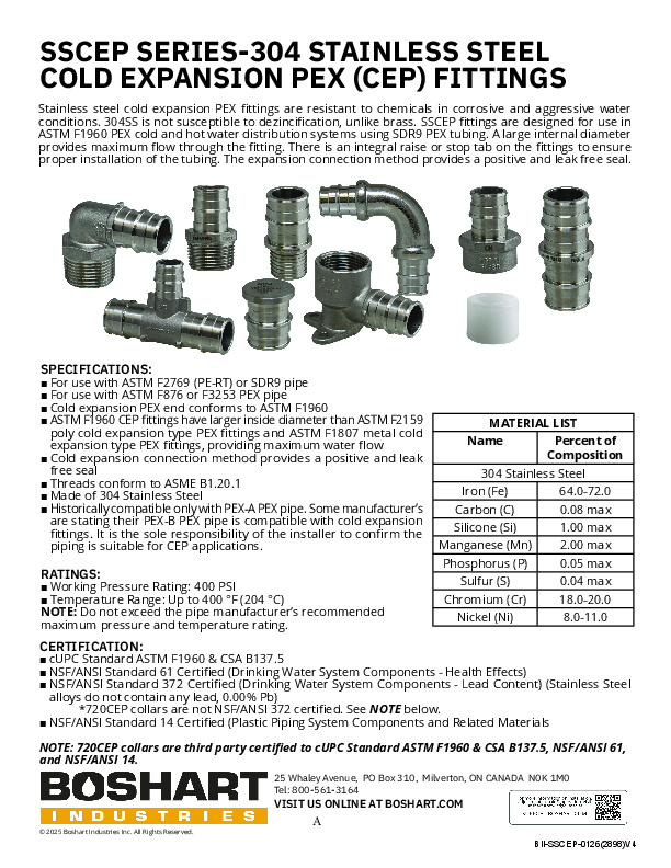 LIVRET - ACIER INOXYDABLE - PEX À EXPANSION À FROID