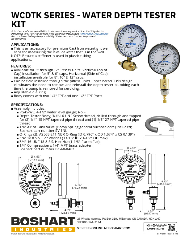 WCDTK SERIES - WATER DEPTH TESTER KIT