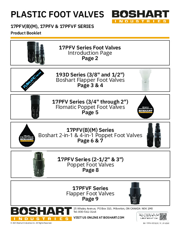 BOOKLET - PLASTIC FOOT VALVES