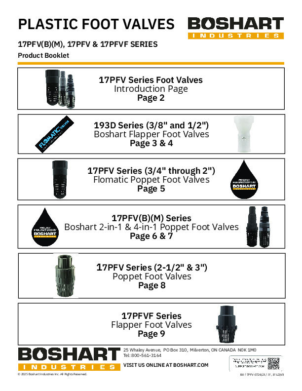 BOOKLET - PLASTIC FOOT VALVES