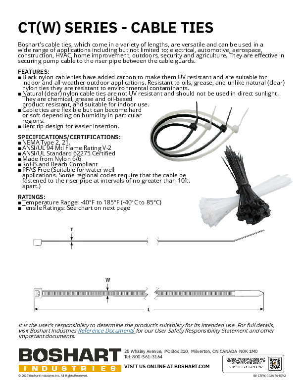 CT Cable ties CT(W) SERIES - CABLE TIES