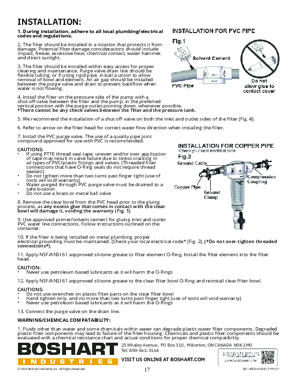 14SFHK Installation Instructions